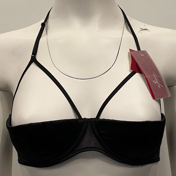 BNWT Ajour Piquet Open Bra Black Half Cup Large